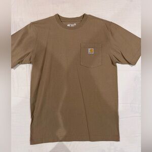 Tan Carhartt short sleeve pocket tee